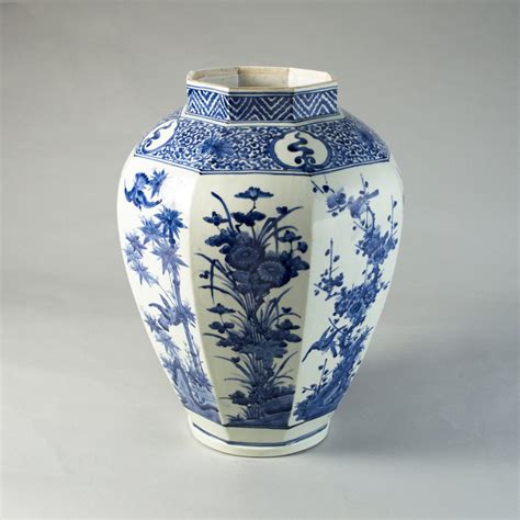 Large Japanese Arita Porcelain Blue And White Octagonal Baluster Vase Robin Martin Antiques