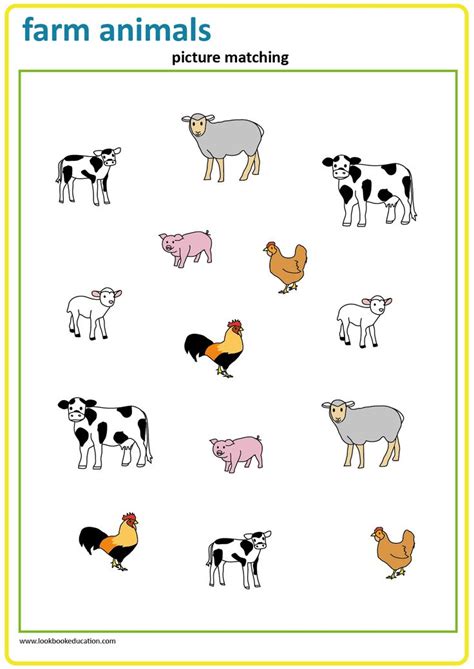 Worksheet Matching Farm In 2020 Animal Worksheets Farm Animals