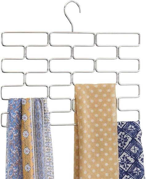 Mdesign Tiered Scarf Holder Metal Scarf Hanger For The Closet With 18