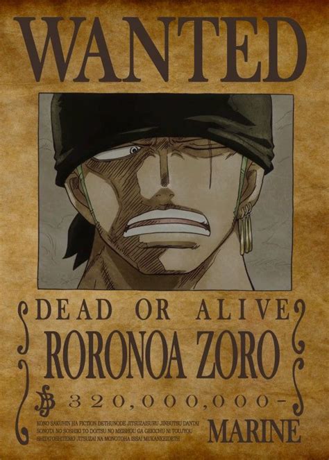 One Piece Wanted Posters Roronoa Zoro Displate Artwork By Artist