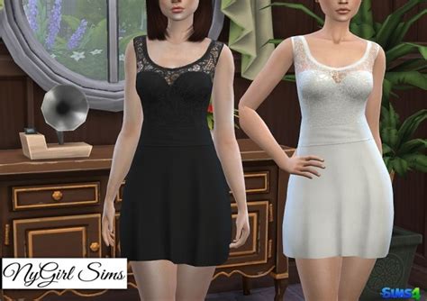 Strapless Dress With Lace Tank Overlay In Solids At Nygirl Sims Sims