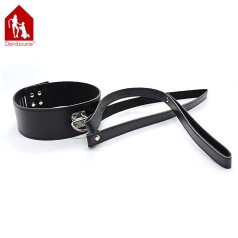 davidsource general leather strap collar with leather pulling rope pup sex slave bondage