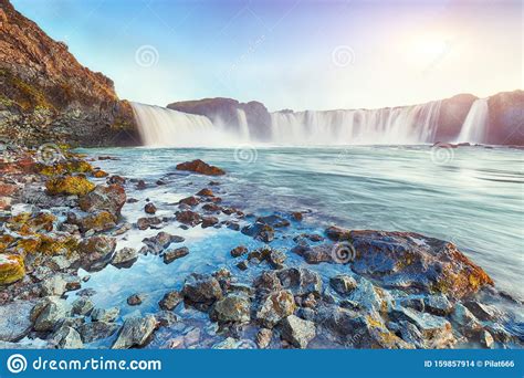 Fabulous Scene Of Powerful Godafoss Waterfall Stock Photo Image Of