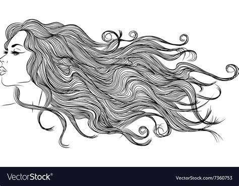 Monochrome Profile Of A Girl With Long Hair Outline Download A Free