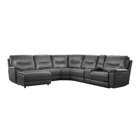 Modern Brown Faux Leather 6 Piece Rsf Reclining Sectional Homelegance