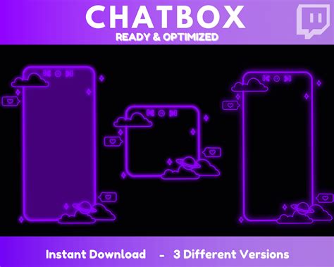 Twitch Chatbox Bundle Purple Neon Cute Aesthetic Etsy