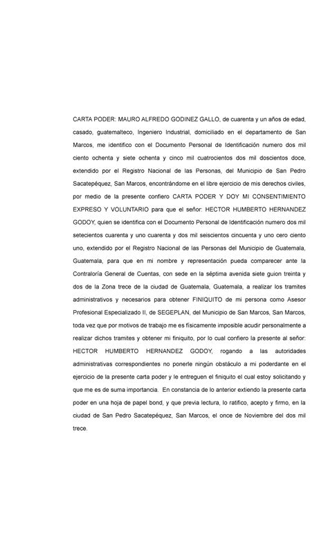 Carta Poder Documento Privado Carta Poder Mauro Alfredo Godinez