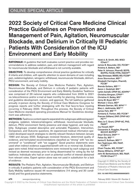 Pdf Society Of Critical Care Medicine Clinical Practice Guidelines On Prevention And