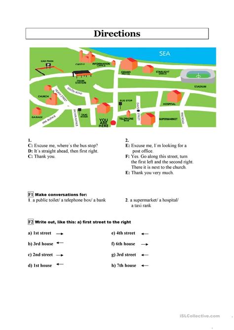 Giving Directions English Esl Worksheets For Distance