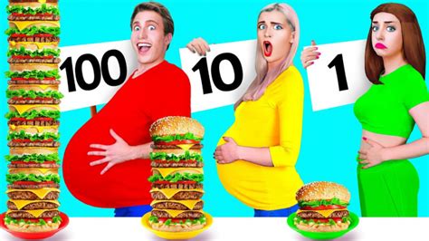 چالش غذایی خنده دار 100 لایه چالش چاق و لاغر