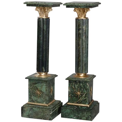 Pair Of Italian Marble Cluster Column Sculpture Display Pedestals 20th