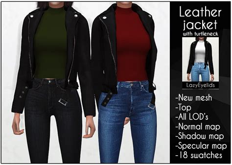 Sims 4 Cc Leather Jacket With Turtleneck