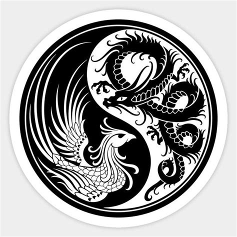 Dragon And Phoenix Yin Yang Yin Yang Sticker Yin Yang Art Tattoo