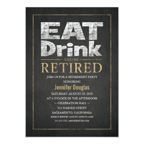 Chalkboard Gold Effect Funny Retirement Party Card Zazzle
