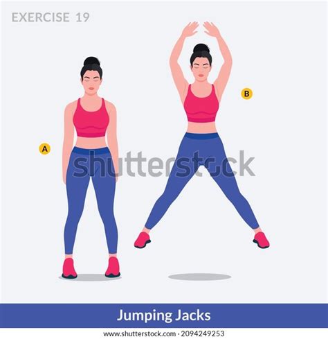 Jumping Jacks Exercise Woman Workout Fitness Stock Vector Royalty Free