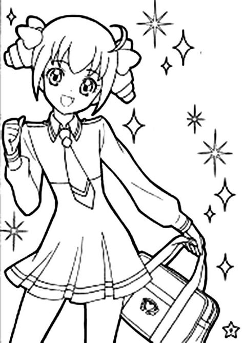 Cute Girl Anime Character Coloring Page Coloring Sky Cute Coloring