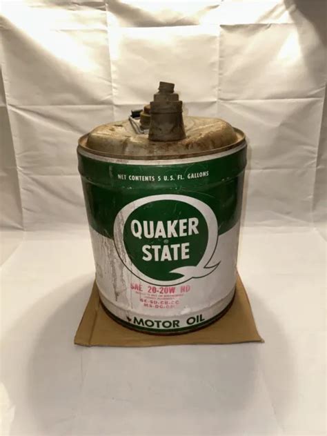 Vintage Quaker State Gallon Metal Motor Oil Can With Plastic Handle Picclick