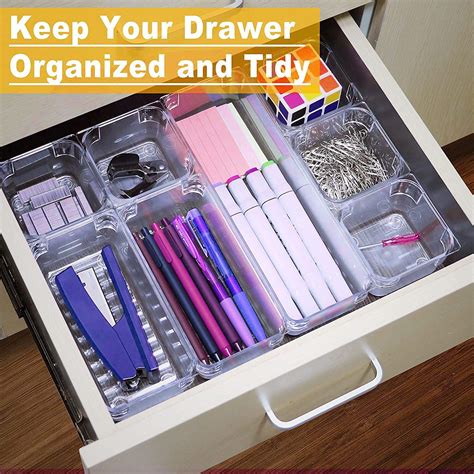 Yibaodan 7 Pack Desk Drawer Organizer Trays 4 Size Bathroom Drawer