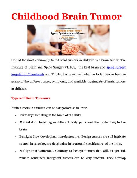 Childhood Brain Tumor Types Symptoms And Causes By Tibss Hospital