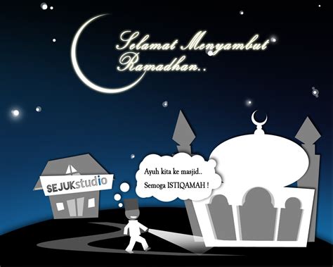 Poster menyambut datangnya bulan suci ramadhan, juga bisa dibuat dengan lukisan. Wallpaper Lucu Ramadhan