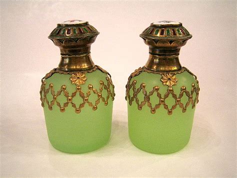 French 19th Century Green Opaline Perfume Set From Grandtour On Ruby Lane