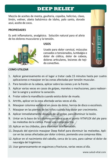 See more ideas about deep relief, young living essential oils, young living. Pin de Salud Vital en Aceites Esenciales Young Living en ...