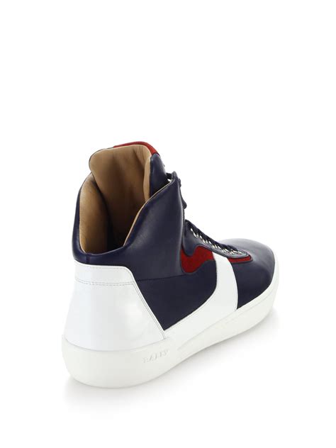 Lyst Bally Leather High Top Sneakers In Blue For Men