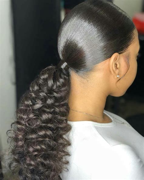 Pin By Tish On Low Ponytail Hair Ponytail Styles Curly Hair Styles