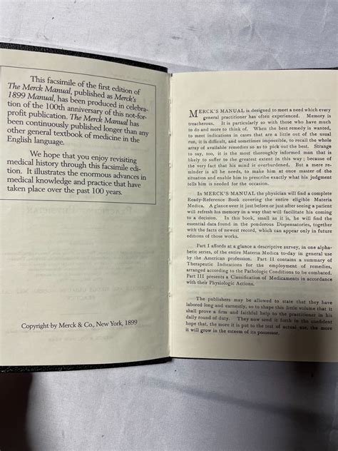 Mercks 1899 Manual By Merck And Co Reprint