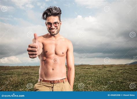 Shirtless Man Posing Outside Stock Photo Image Of Hair Outside 49685308