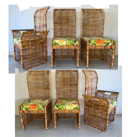 Rattan Jute Rope Wrapped Dining Chairs Set Of 6 Chairish