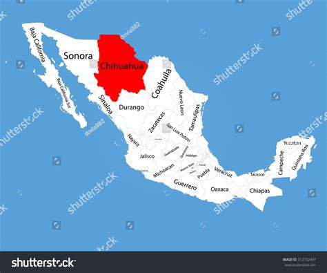 Chihuahua Mexico Vector Map Silhouette Isolated