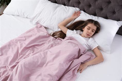 Beautiful Little Girl Sleeping In Bed Stock Image Image Of Dreaming