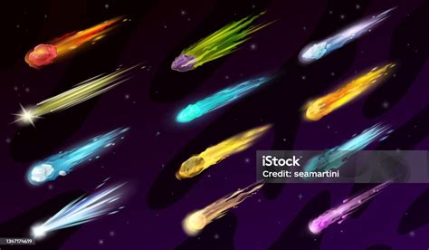 Cartoon Space Comets Asteroids Meteors Stock Illustration Download