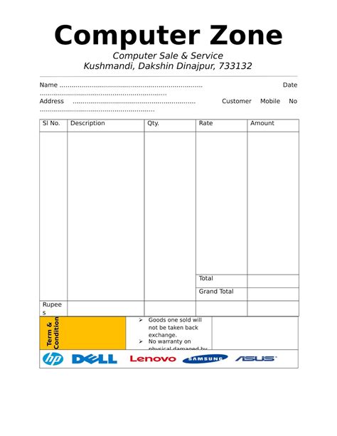 Composition Invoice Format