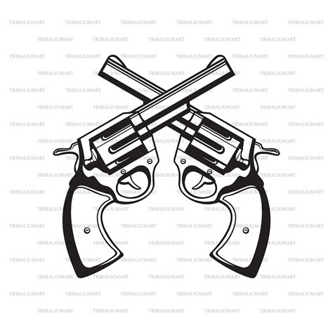 Crossed Handguns Revolver Gun Cut Files For Cricut Clip Etsy