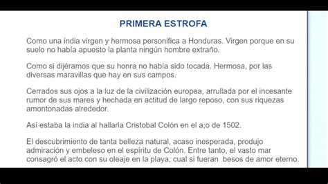 Primera Estrofa Explicacion Himno De Honduras Youtube