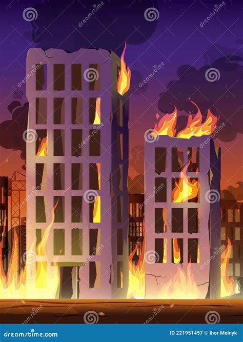 City In Fire Stock Vector Illustration Of Background 221951457