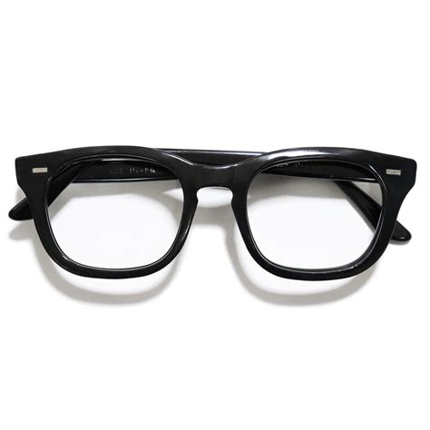 vintage 1970 s halo optical uss military official g i glasses black 50 22 ｜ ミリタリー眼鏡