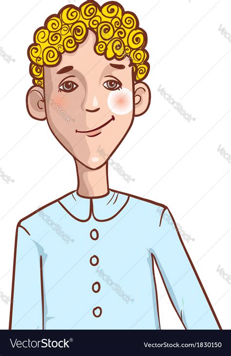 Teenager Cartoon Boy With Curly Hair Royalty Free Vector