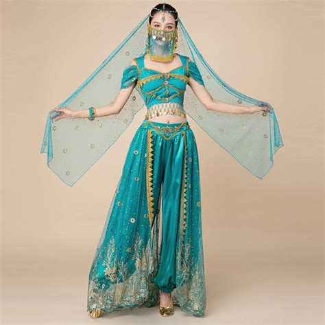 Festival Arabian Princess Costumes Indian Dance Embroider Bollywood Jasmine Costume Party