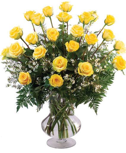 Two Dozen Yellow Roses Vase Arrangement In Westfield In Hittle