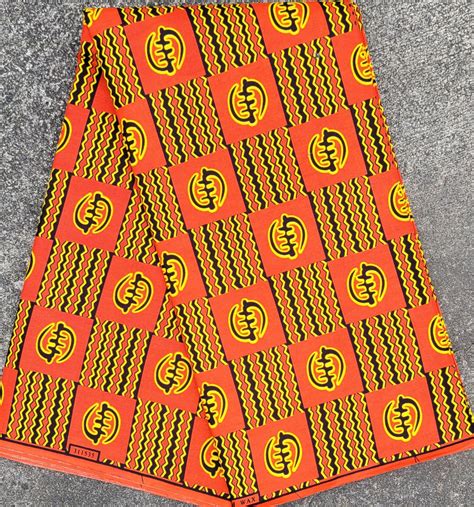 Orange Gye Nyame Design African Fabric 537
