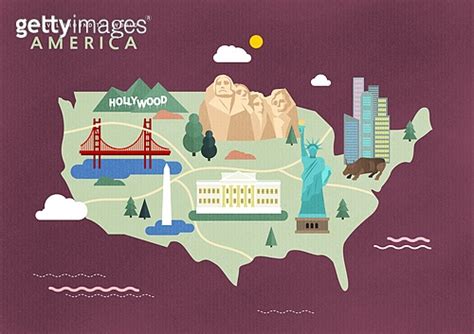 지도 여행 랜드마크 묘사 세계여행 미국 북아메리카 헐리우드 로스앤젤레스카운티 자유의여신상 뉴욕시 고층빌딩 회사건물 이미지 jv11184963