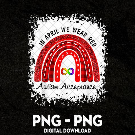 In April We Wear Red Instead Autism Acceptance Png File Etsy