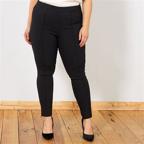 Pantalon Toile Skinny Grande Taille Femme Noir Kiabi 18 00