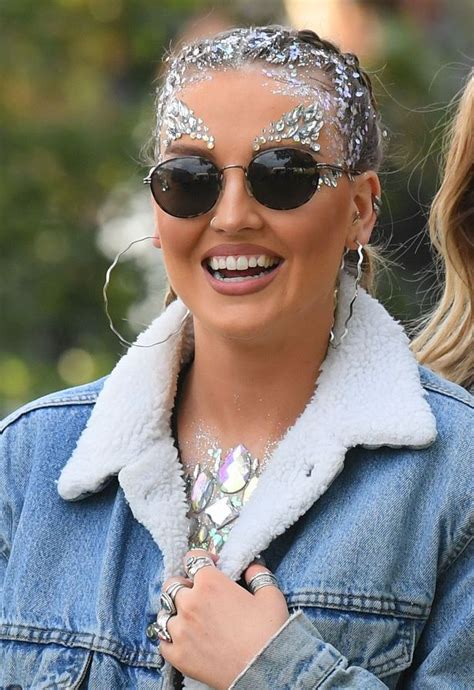 perrie edwards smothers her boobs in glitter and jewels as she bares her lacy bra at v festival