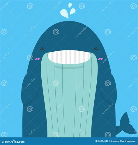 Cute Big Fat Whale Smile And Wink Stock Vector Illustration Of