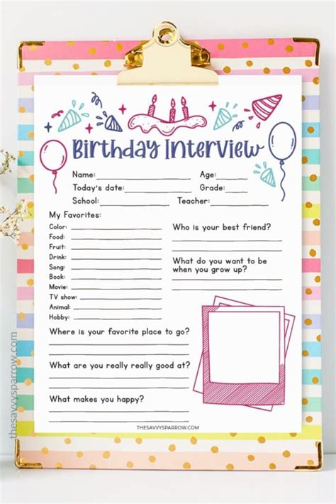 90 Birthday Questions For Kids Free Printable Interview