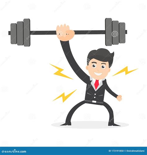 Strong Businessman Show Their Power Strength By Using Barbell Flat